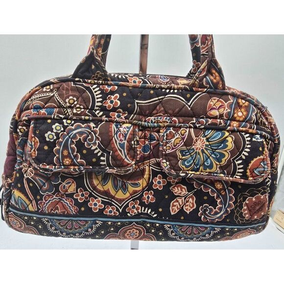 Vera Bradley Quilted Floral Pattern Black Duffel Bag With Handles & Zipper Closu - Picture 3 of 8